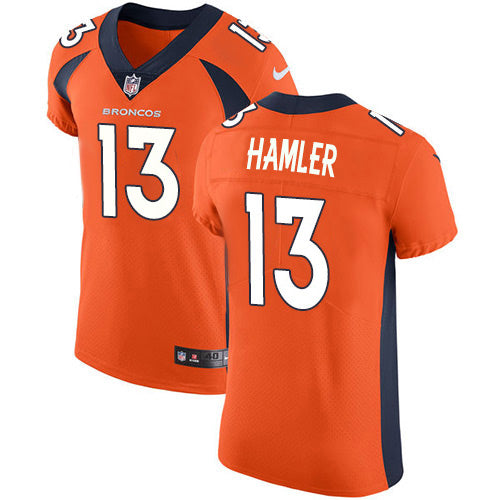 Custom Broncos #13 KJ Hamler Orange Team Color Men’s Stitched NFL Vapor Untouchable Elite Jersey