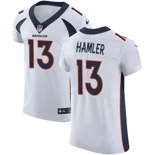 Custom Broncos #13 KJ Hamler White Men’s Stitched NFL New Elite Jersey