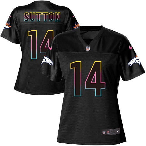 Custom Broncos #14 Courtland Sutton Black Women’s NFL Fashion Game Jersey