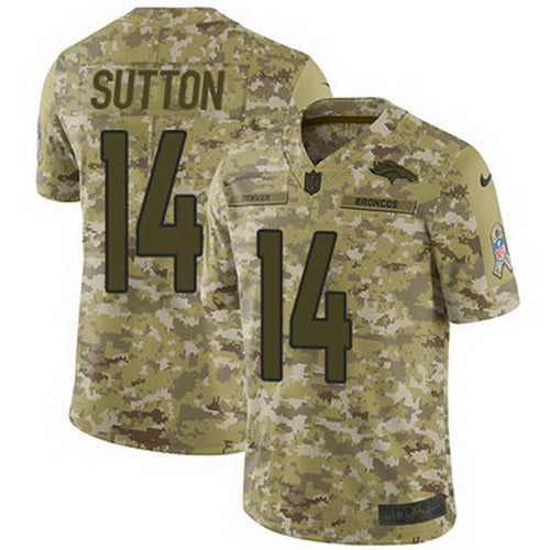 Custom Broncos #14 Courtland Sutton Camo Youth Stitched NFL Limited 2018 Salute to Service Jersey