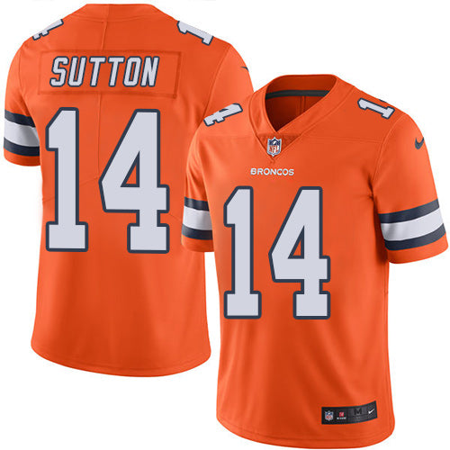 Custom Broncos #14 Courtland Sutton Orange Men’s Stitched NFL Limited Rush Jersey
