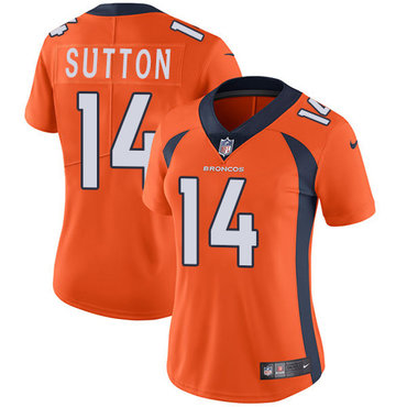 Custom Broncos #14 Courtland Sutton Orange Team Color Women’s Stitched NFL Vapor Untouchable Limited Jersey