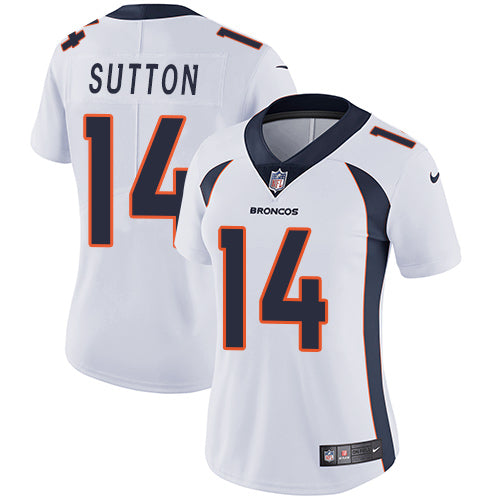 Custom Broncos #14 Courtland Sutton White Women’s Stitched NFL Vapor Untouchable Limited Jersey
