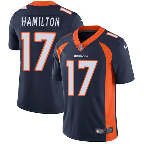 Custom Broncos #17 DaeSean Hamilton Navy Blue Alternate Men’s Stitched NFL Vapor Untouchable Limited Jersey
