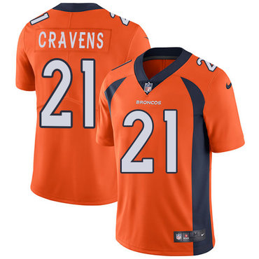 Custom Broncos #21 Su’a Cravens Orange Men’s Stitched NFL Limited Rush JerseyS