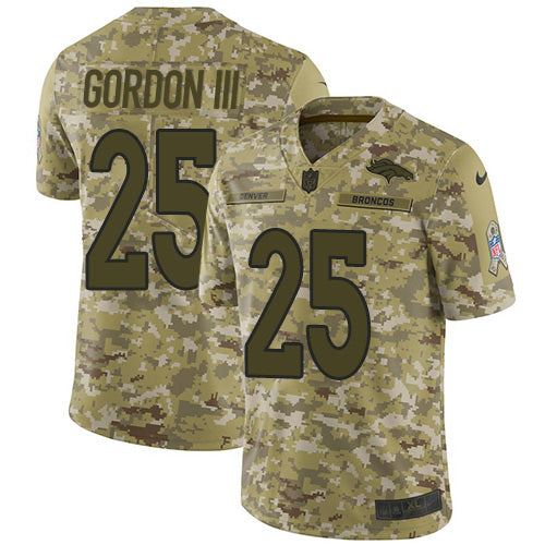 Custom Broncos #25 Melvin Gordon III Camo Men’s Stitched NFL Limited 2018 Salute To Service Jersey