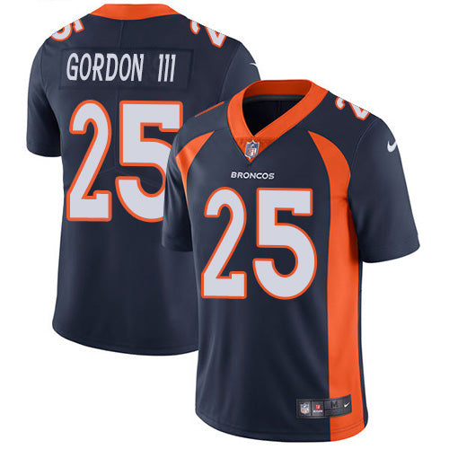 Custom Broncos #25 Melvin Gordon III Navy Blue Alternate Men’s Stitched NFL Vapor Untouchable Limited Jersey