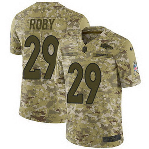 Custom Broncos #29 Bradley Roby Camo Men’s Stitched NFL Limited 2018 Salute To Service Jersey
