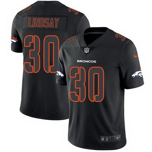 Custom Broncos #30 Phillip Lindsay Black Men’s Stitched NFL Limited Rush Impact Jersey