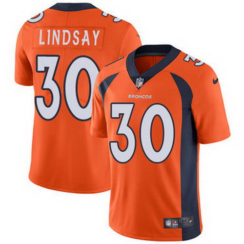 Custom Broncos #30 Phillip Lindsay Orange Team Color Men’s Stitched NFL Vapor Untouchable Limited Jersey