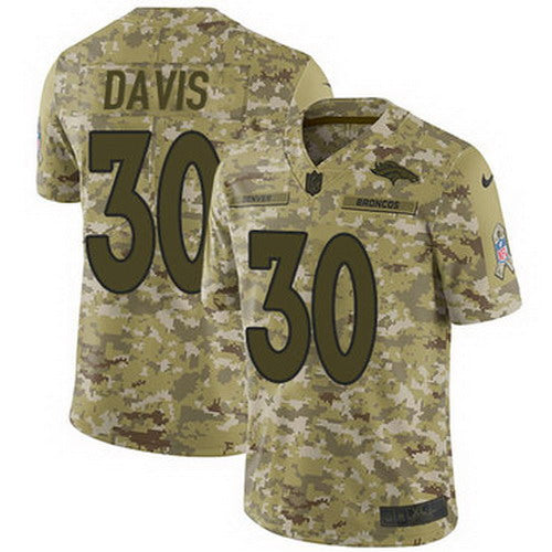 Custom Broncos #30 Terrell Davis Camo Youth Stitched NFL Limited 2018 Salute to Service Jersey