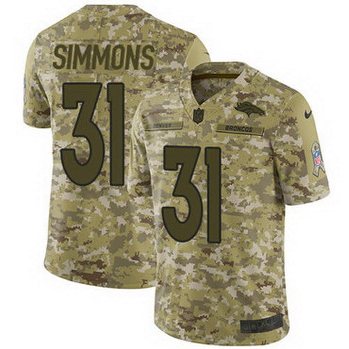 Custom Broncos #31 Justin Simmons Camo Youth Stitched NFL Limited 2018 Salute to Service Jersey