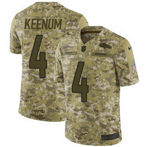 Custom Broncos #4 Case Keenum Camo Men’s Stitched NFL Limited 2018 Salute To Service Jersey