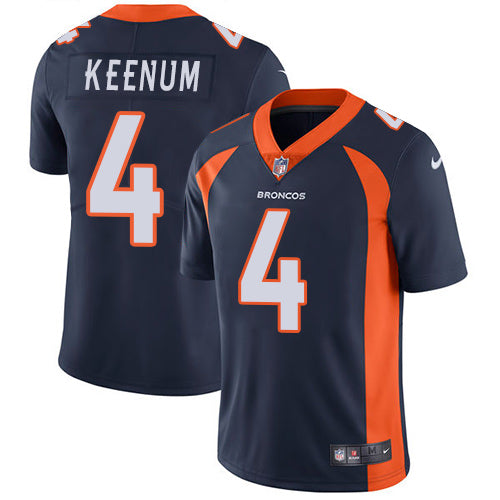 Custom Broncos #4 Case Keenum Navy Blue Alternate Men’s Stitched NFL Vapor Untouchable Limited Jersey