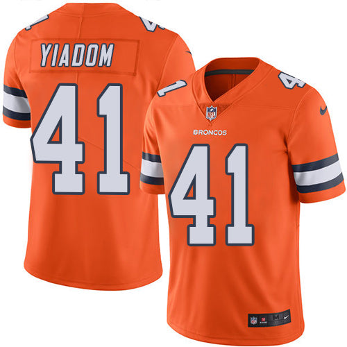 Custom Broncos #41 Isaac Yiadom Orange Men’s Stitched NFL Limited Rush Jersey