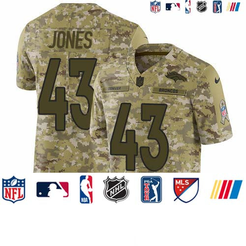Custom Broncos #43 Joe Jones Camo Men’s Stitched NFL Limited 2018 Salute To Service Jersey
