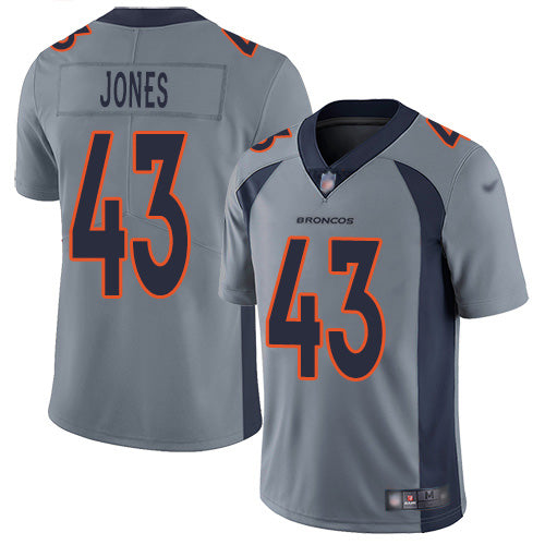 Custom Broncos #43 Joe Jones Gray Men’s Stitched NFL Limited Inverted Legend Jersey