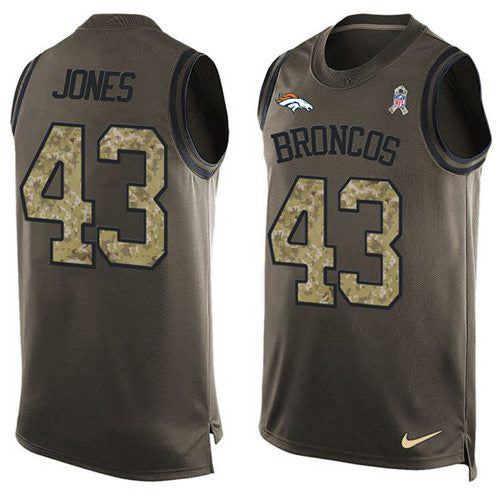 Custom Broncos #43 Joe Jones Green Men’s Stitched NFL Limited Salute To Service Tank Top Jersey