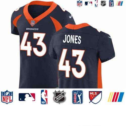 Custom Broncos #43 Joe Jones Navy Blue Alternate Men’s Stitched NFL New Elite Jersey