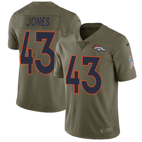Custom Broncos #43 Joe Jones Olive Men’s Stitched NFL Limited 2017 Salute To Service Jersey