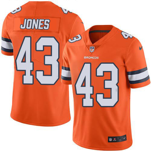 Custom Broncos #43 Joe Jones Orange Men’s Stitched NFL Limited Rush Jersey