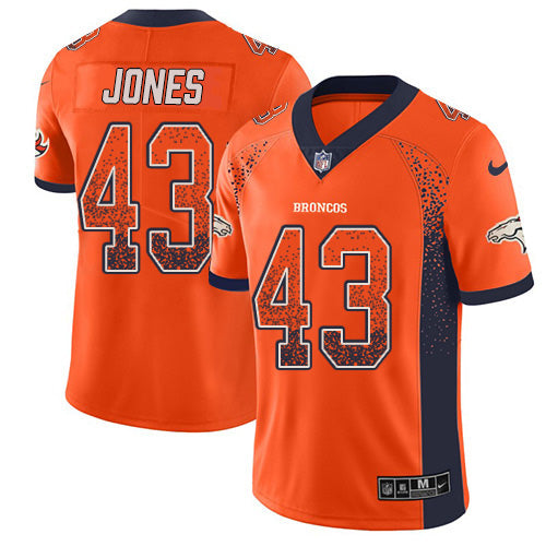 Custom Broncos #43 Joe Jones Orange Team Color Men’s Stitched NFL Limited Rush Drift Fashion Jersey