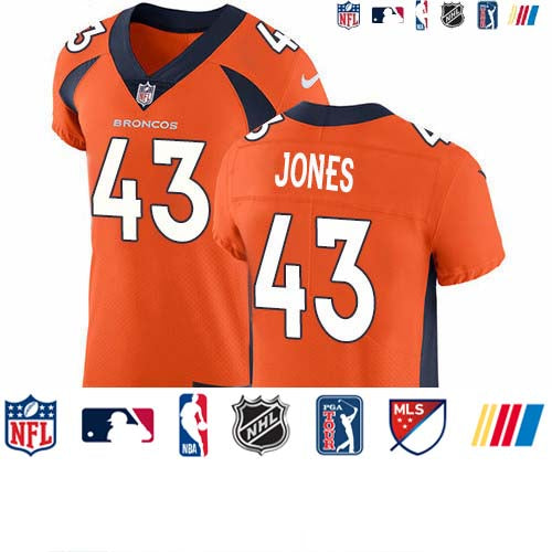 Custom Broncos #43 Joe Jones Orange Team Color Men’s Stitched NFL Vapor Untouchable Elite Jersey