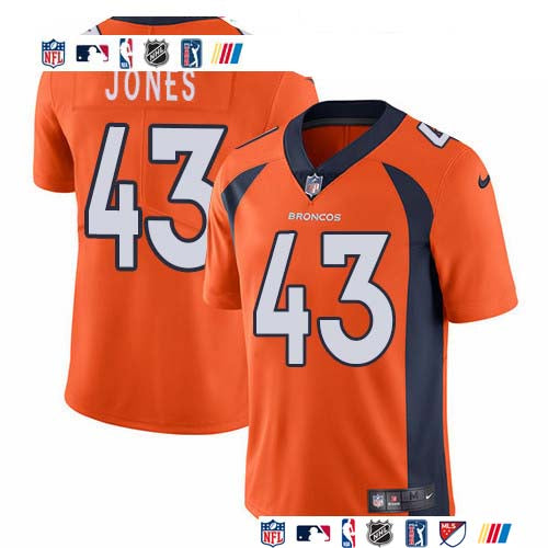 Custom Broncos #43 Joe Jones Orange Team Color Men’s Stitched NFL Vapor Untouchable Limited Jersey