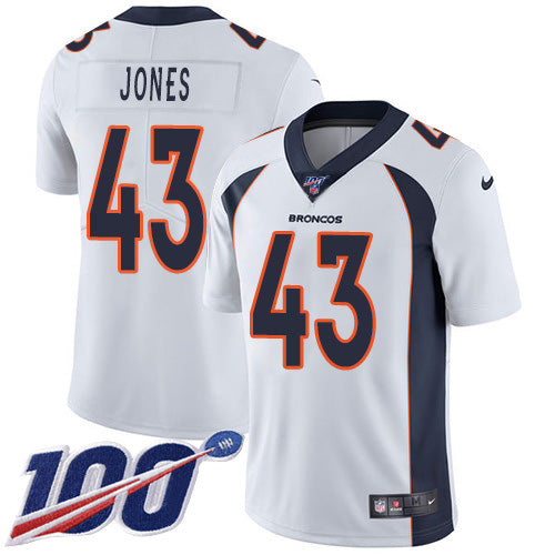 Custom Broncos #43 Joe Jones White Men’s Stitched NFL 100th Season Vapor Untouchable Limited Jersey