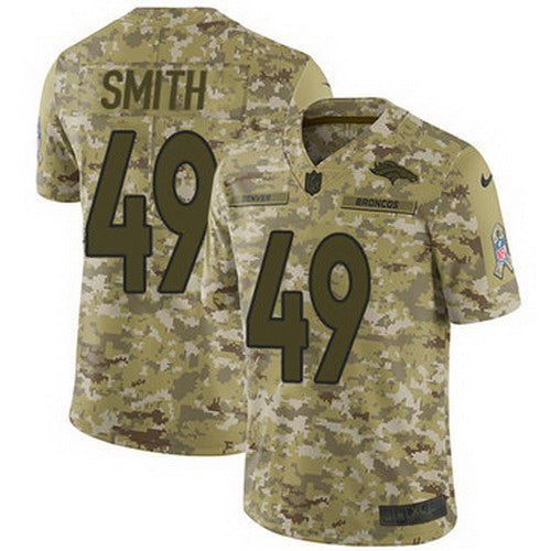Custom Broncos #49 Dennis Smith Camo Men’s Stitched NFL Limited 2018 Salute To Service Jersey