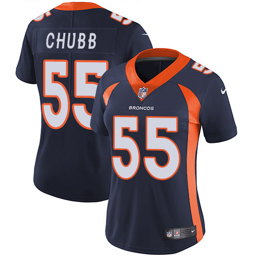 Custom Broncos #55 Bradley Chubb Blue Alternate Women’s Stitched NFL Vapor Untouchable Limited Jersey