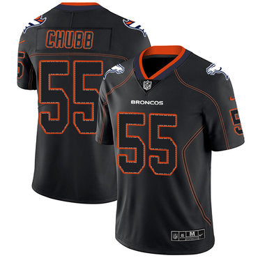 Custom Broncos #55 Bradley Chubb Lights Out Black Men’s Stitched NFL Limited Rush Jersey