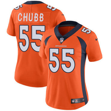 Custom Broncos #55 Bradley Chubb Orange Team Color Women’s Stitched NFL Vapor Untouchable Limited Jersey