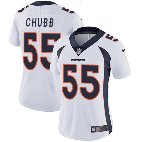 Custom Broncos #55 Bradley Chubb White Women’s Stitched NFL Vapor Untouchable Limited Jersey
