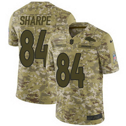 Custom Broncos #84 Shannon Sharpe Camo Men’s Stitched NFL Limited 2018 Salute To Service Jersey