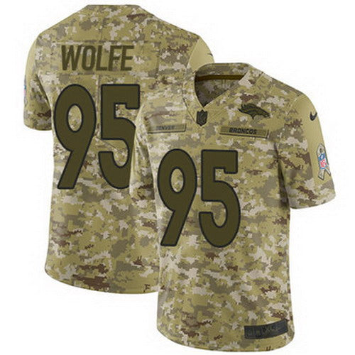 Custom Broncos #95 Derek Wolfe Camo Men’s Stitched NFL Limited 2018 Salute To Service Jersey