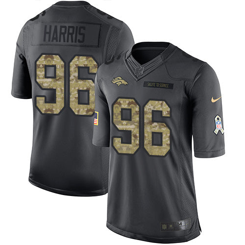 Custom Broncos #96 Shelby Harris Black Men’s Stitched NFL Limited 2016 Salute to Service Jersey