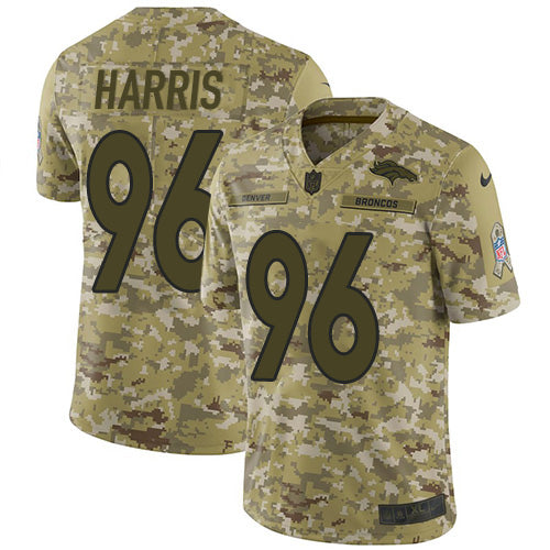 Custom Broncos #96 Shelby Harris Camo Men’s Stitched NFL Limited 2018 Salute To Service Jersey