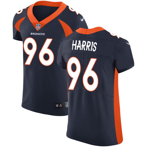 Custom Broncos #96 Shelby Harris Navy Blue Alternate Men’s Stitched NFL New Elite Jersey