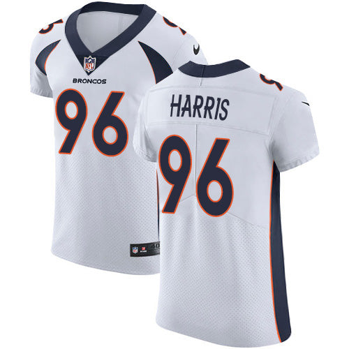 Custom Broncos #96 Shelby Harris White Men’s Stitched NFL New Elite Jersey
