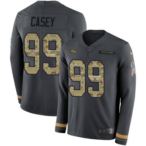 Custom Broncos #99 Jurrell Casey Anthracite Salute to Service Men’s Stitched NFL Limited Therma Long Sleeve Jersey