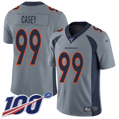 Custom Broncos #99 Jurrell Casey Gray Men’s Stitched NFL Limited Inverted Legend 100th Season Jersey
