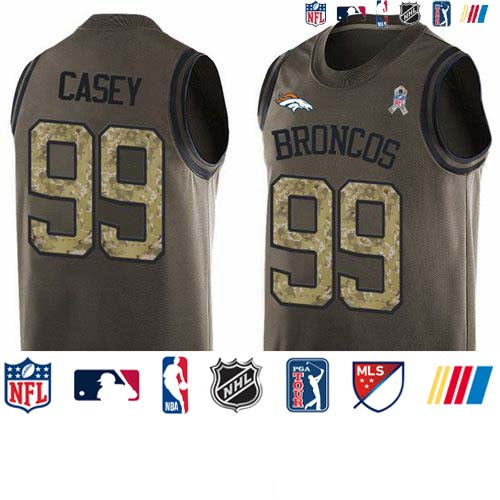 Custom Broncos #99 Jurrell Casey Green Men’s Stitched NFL Limited Salute To Service Tank Top Jersey