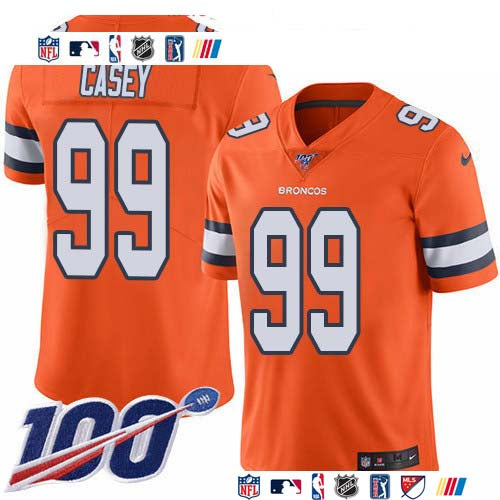 Custom Broncos #99 Jurrell Casey Orange Men’s Stitched NFL Limited Rush 100th Season Jersey