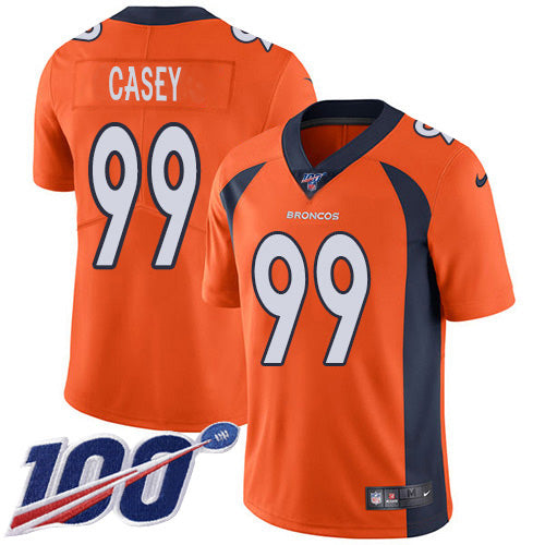 Custom Broncos #99 Jurrell Casey Orange Team Color Men’s Stitched NFL 100th Season Vapor Untouchable Limited Jersey