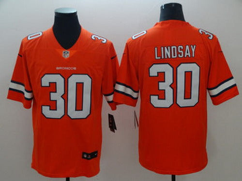 Custom Broncos 30 Phillip Lindsay Orange Color Rush Limited Jersey