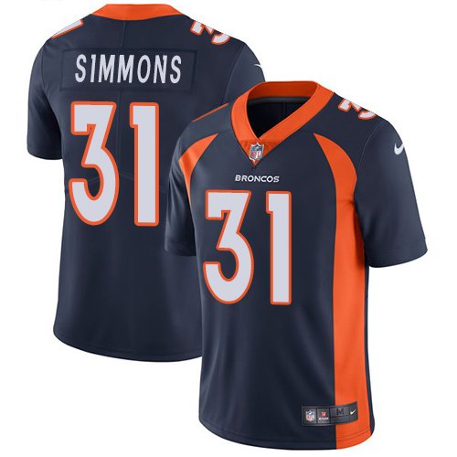 Custom Broncos 31 Justin Simmons Navy Alternate Vapor Untouchable Limited Jersey