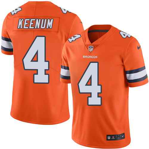 Custom Broncos 4 Case Keenum Orange Color Rush Limited Jersey