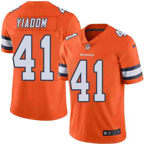 Custom Broncos 41 Isaac Yiadom Orange Color Rush Limited Jersey