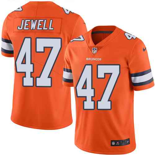 Custom Broncos 47 Josey Jewell Orange Color Rush Limited Jersey
